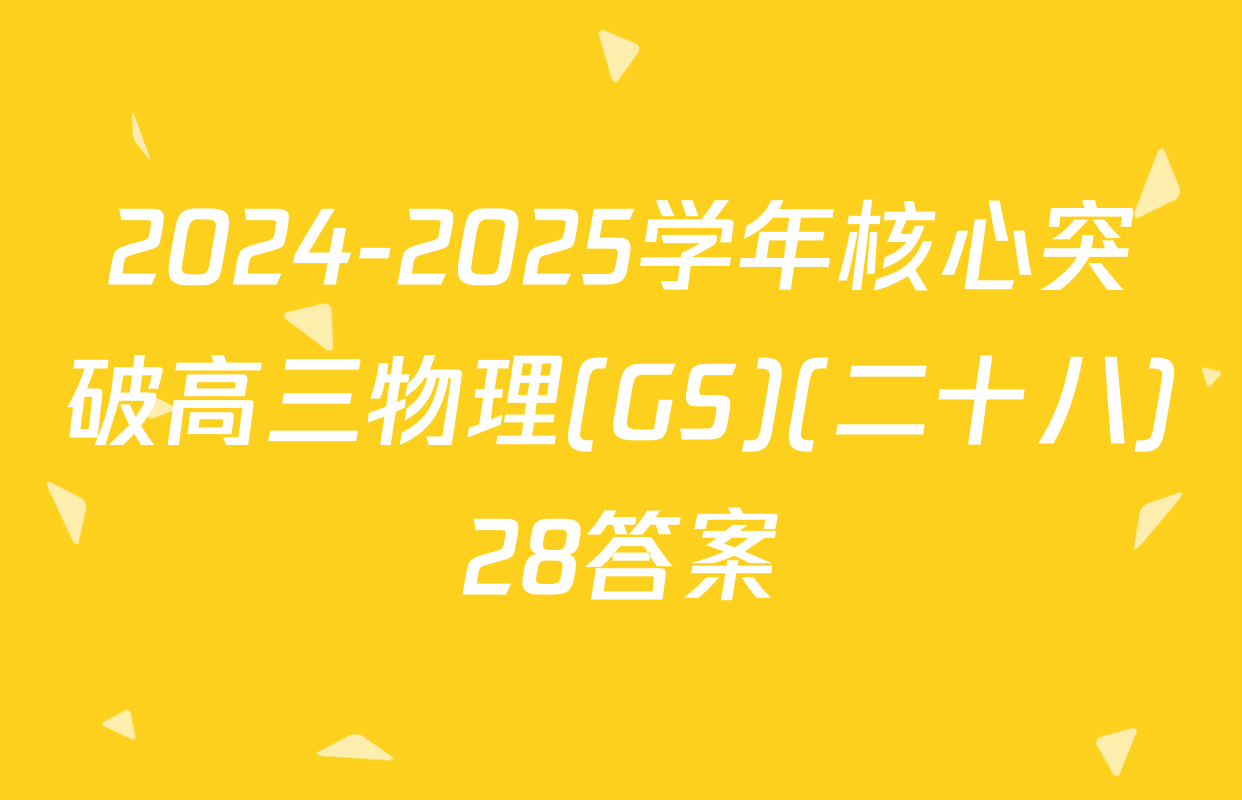 2024-2025学年核心突破高三物理(GS)(二十八)28答案