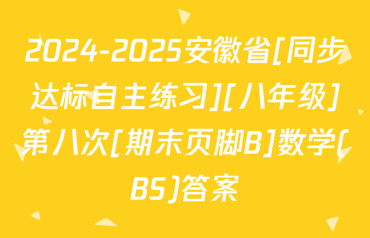 2024-2025安徽省[同步达标自主练习][八年级]第八次[期末页脚B]数学(BS)答案