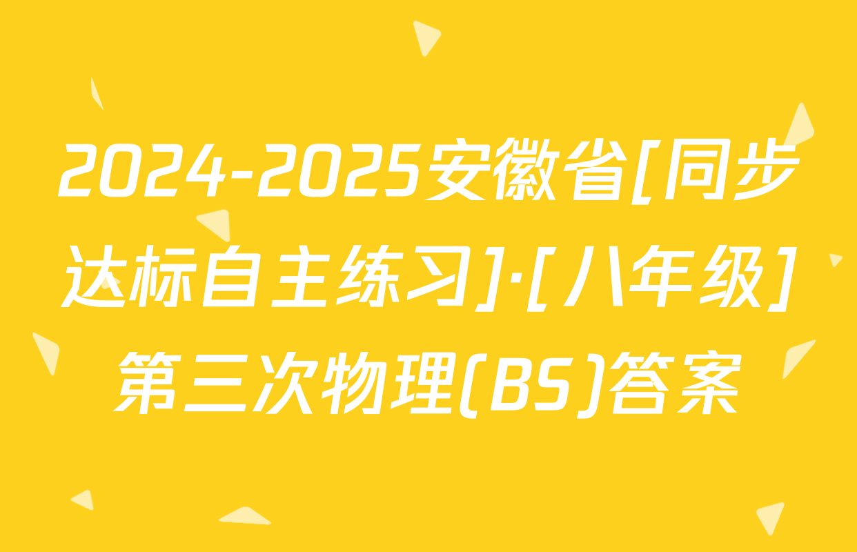 2024-2025安徽省[同步达标自主练习]·[八年级]第三次物理(BS)答案