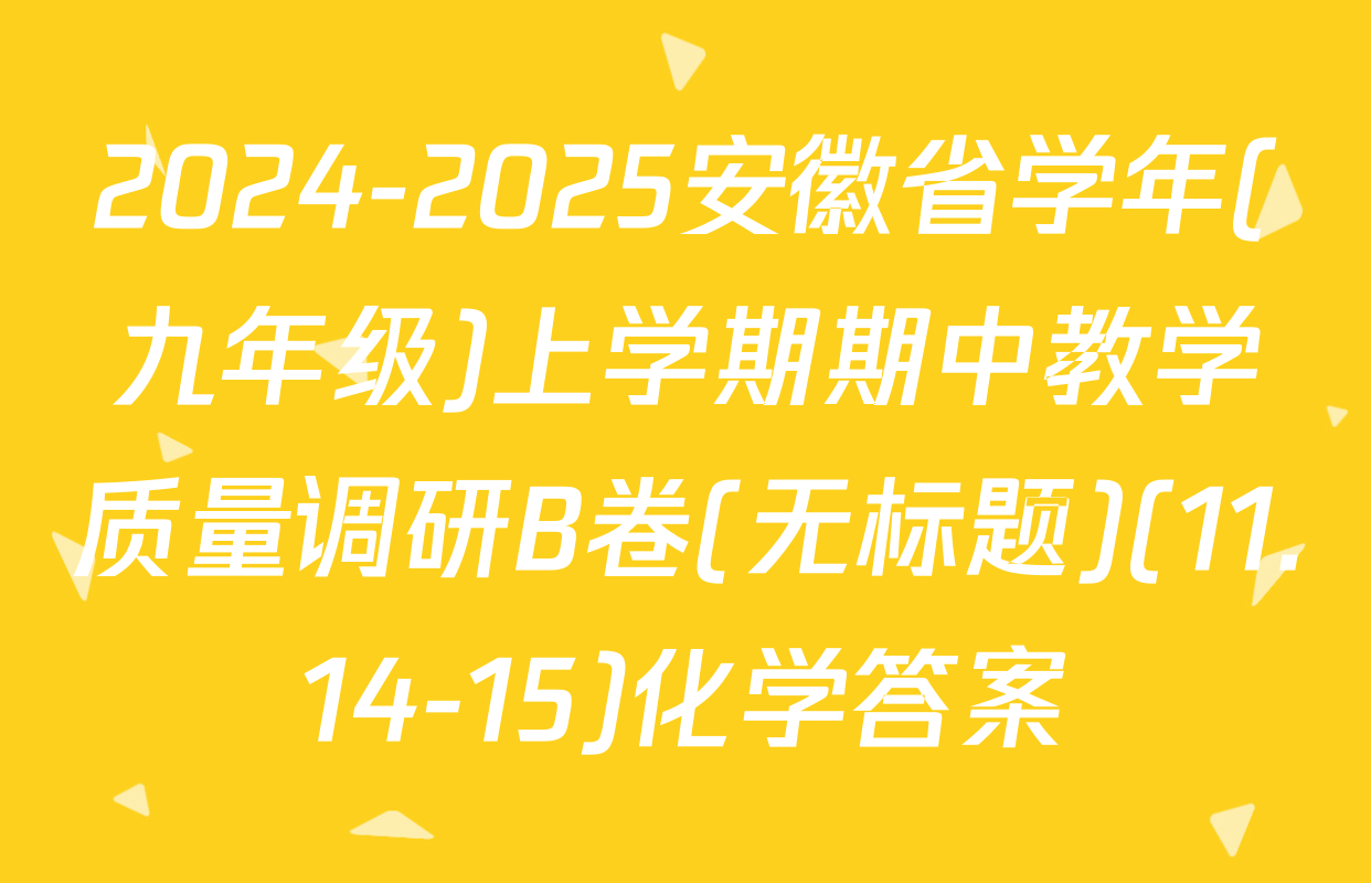 2024-2025安徽省学年(九年级)上学期期中教学质量调研B卷(无标题)(11.14-15)化学答案
