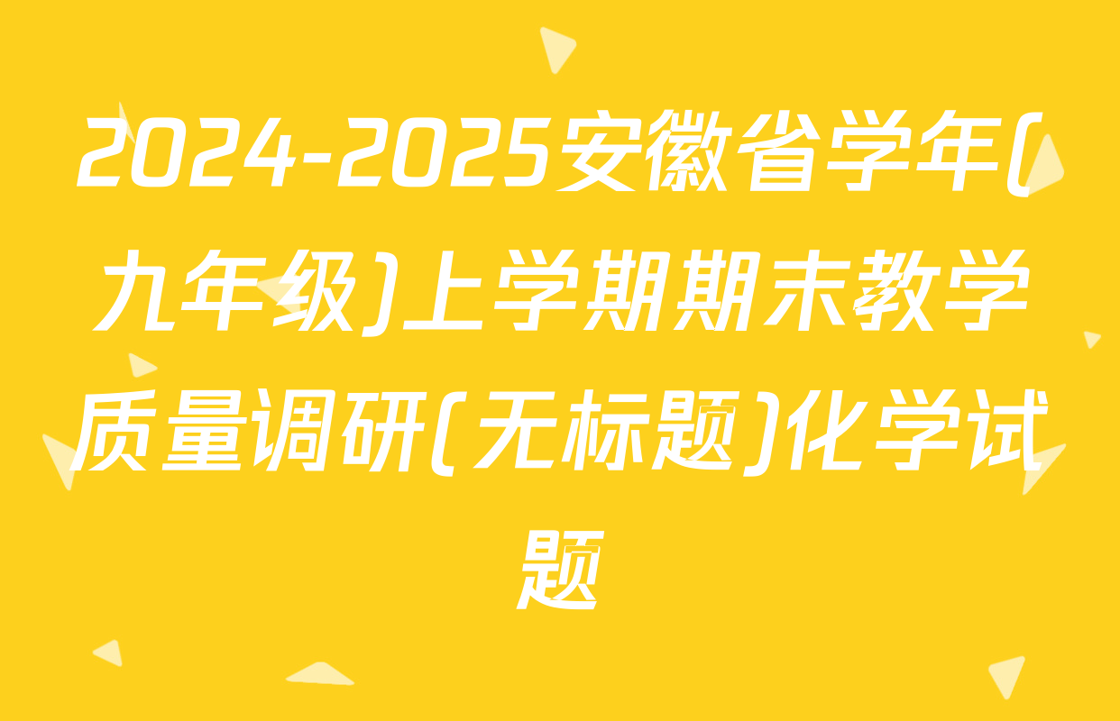 2024-2025安徽省学年(九年级)上学期期末教学质量调研(无标题)化学试题