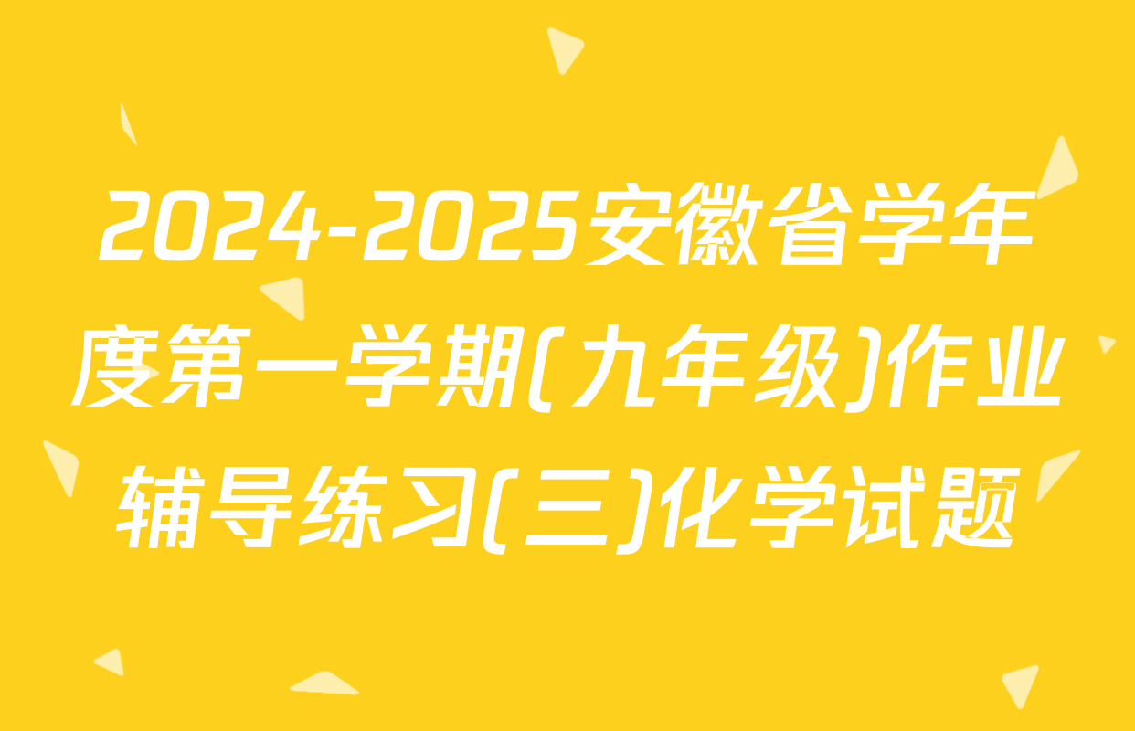 2024-2025安徽省学年度第一学期(九年级)作业辅导练习(三)化学试题