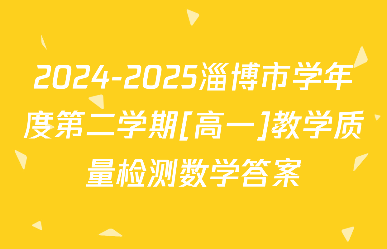 2024-2025淄博市学年度第二学期[高一]教学质量检测数学答案