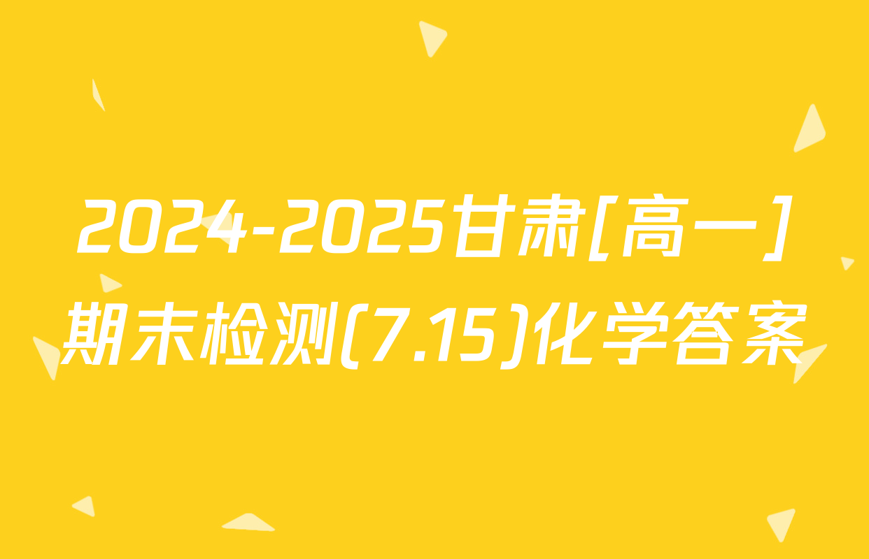 2024-2025甘肃[高一]期末检测(7.15)化学答案