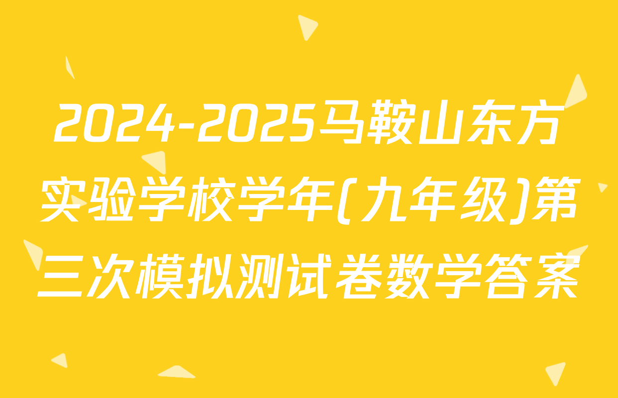 2024-2025马鞍山东方实验学校学年(九年级)第三次模拟测试卷数学答案