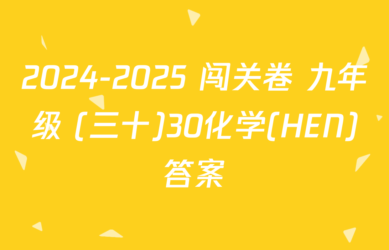 2024-2025 闯关卷 九年级 (三十)30化学(HEN)答案