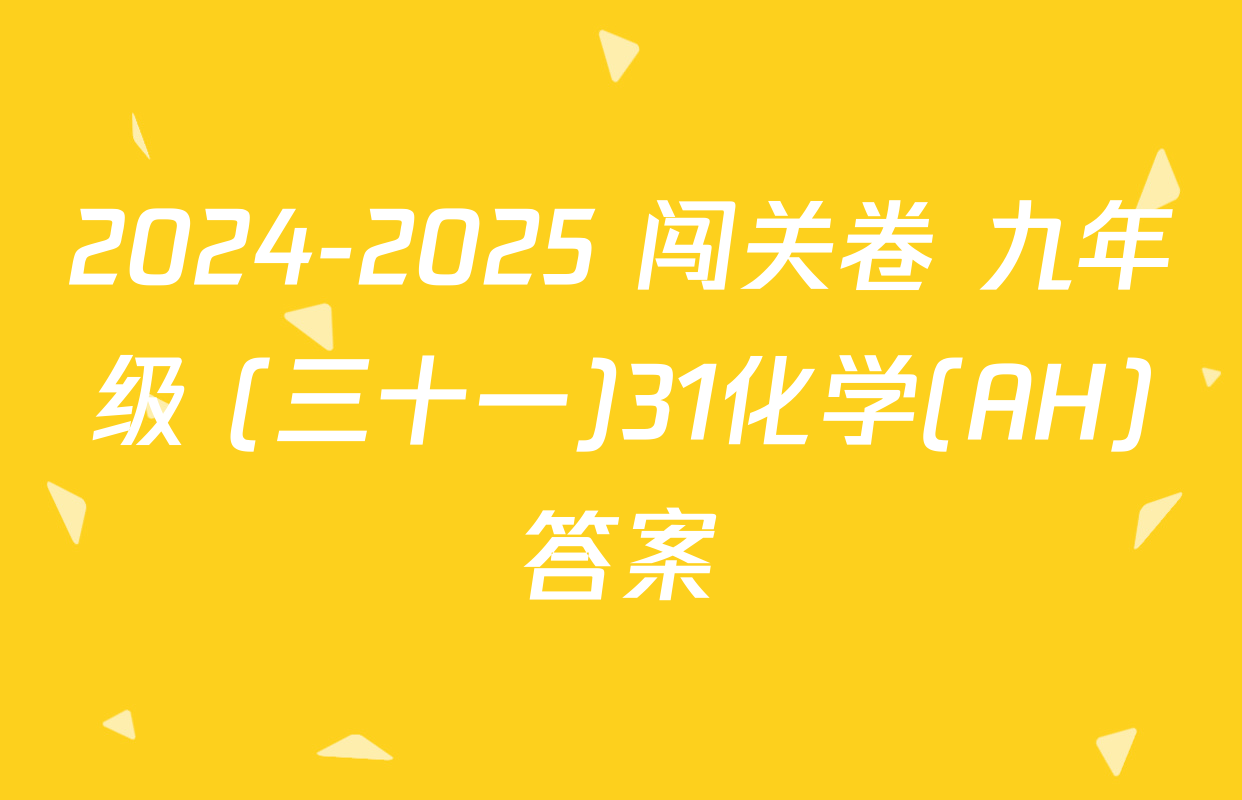 2024-2025 闯关卷 九年级 (三十一)31化学(AH)答案