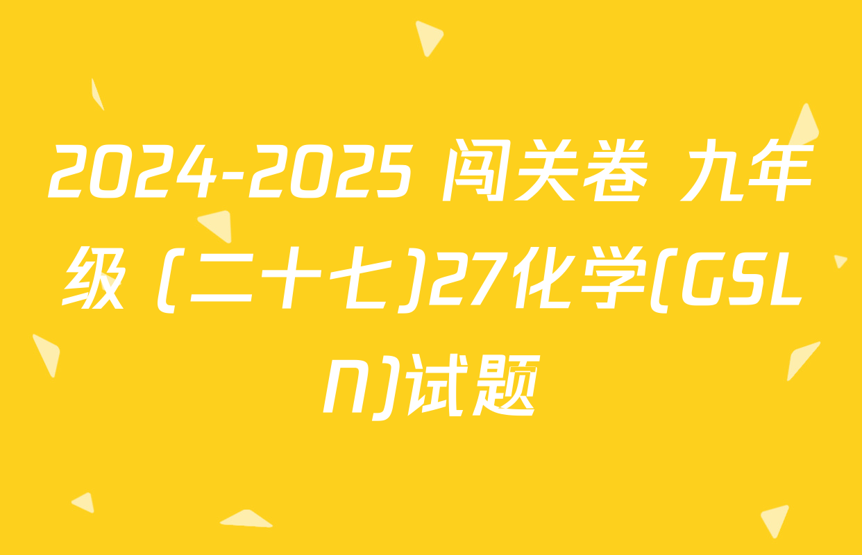 2024-2025 闯关卷 九年级 (二十七)27化学(GSLN)试题