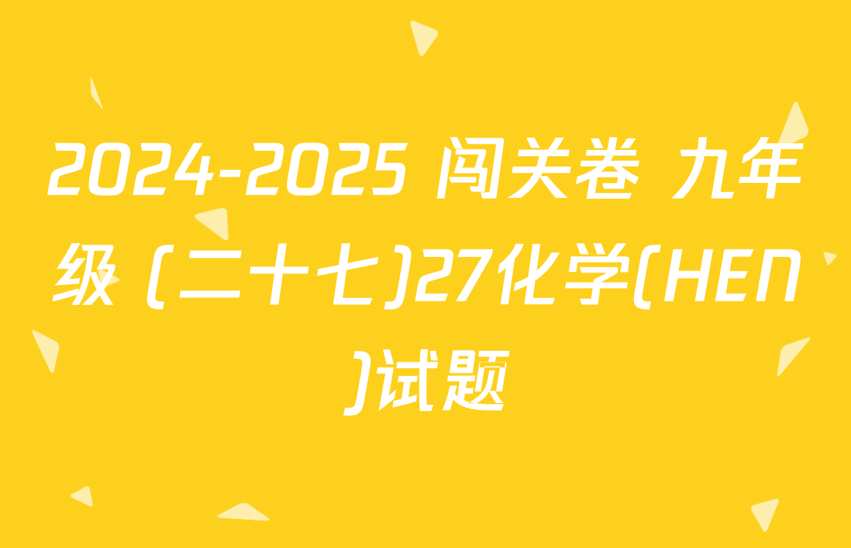 2024-2025 闯关卷 九年级 (二十七)27化学(HEN)试题