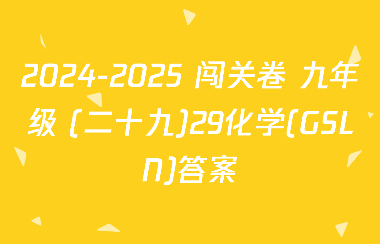 2024-2025 闯关卷 九年级 (二十九)29化学(GSLN)答案