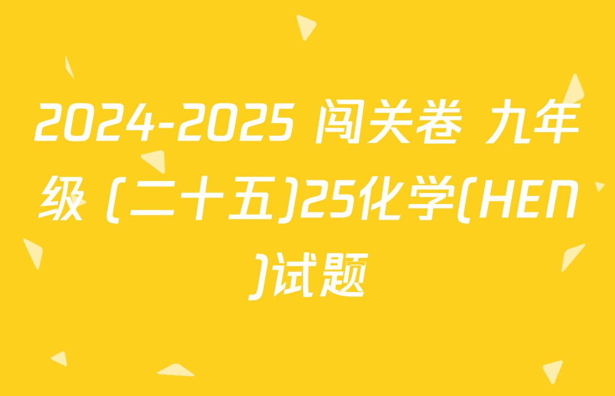 2024-2025 闯关卷 九年级 (二十五)25化学(HEN)试题