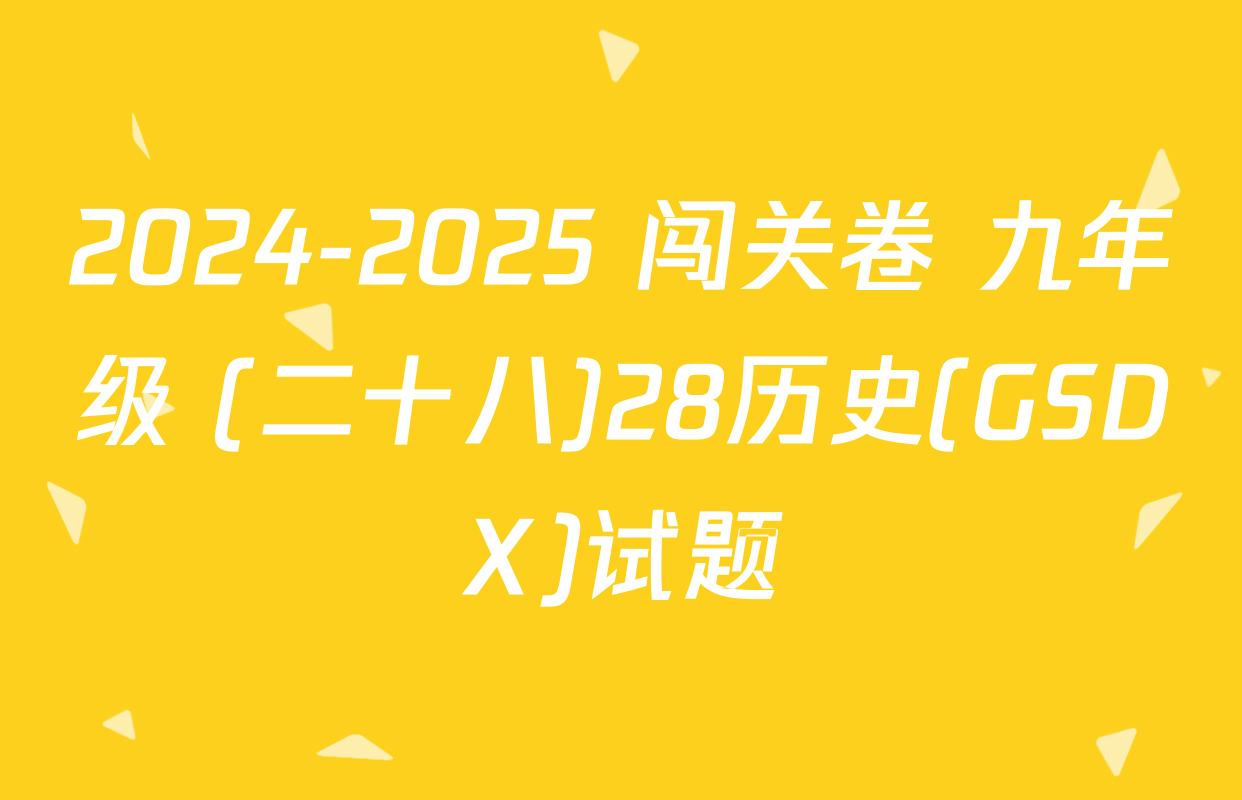 2024-2025 闯关卷 九年级 (二十八)28历史(GSDX)试题