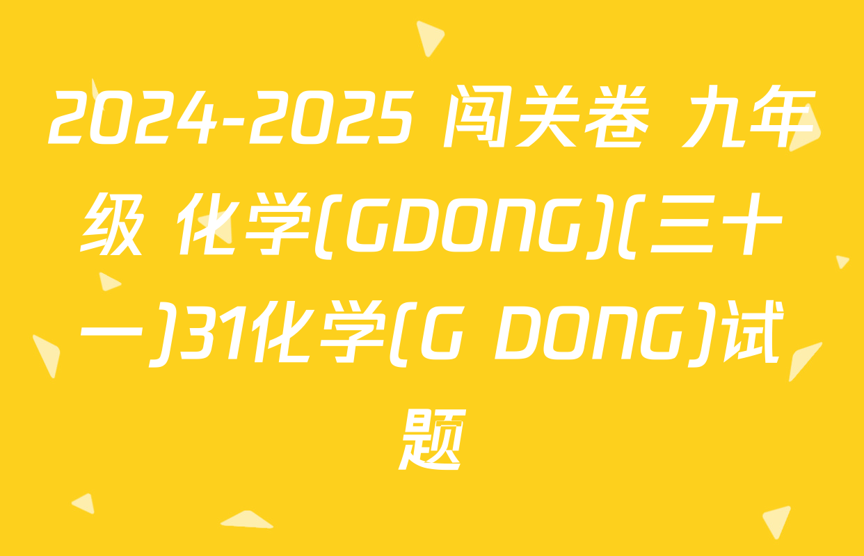 2024-2025 闯关卷 九年级 化学(GDONG)(三十一)31化学(G DONG)试题