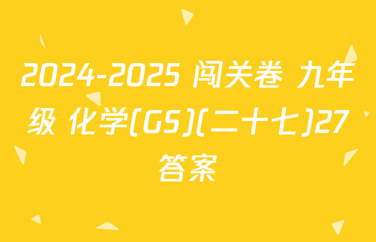 2024-2025 闯关卷 九年级 化学(GS)(二十七)27答案