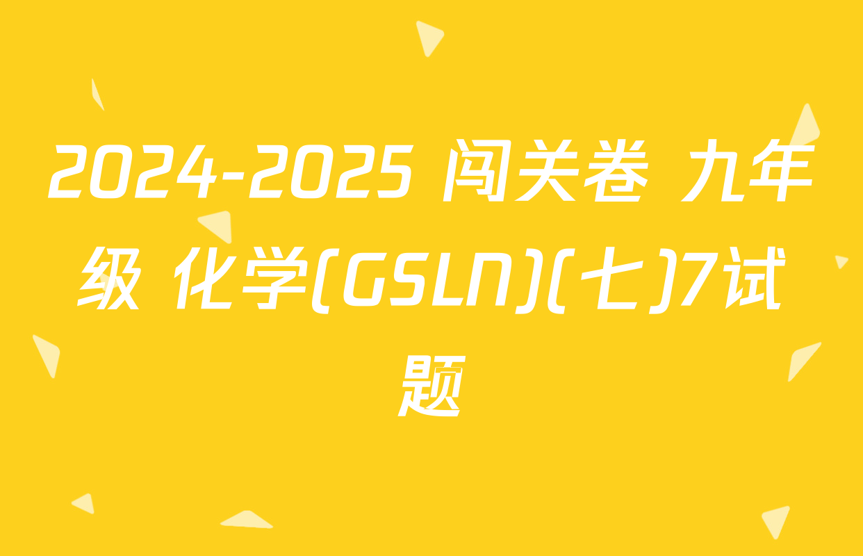 2024-2025 闯关卷 九年级 化学(GSLN)(七)7试题