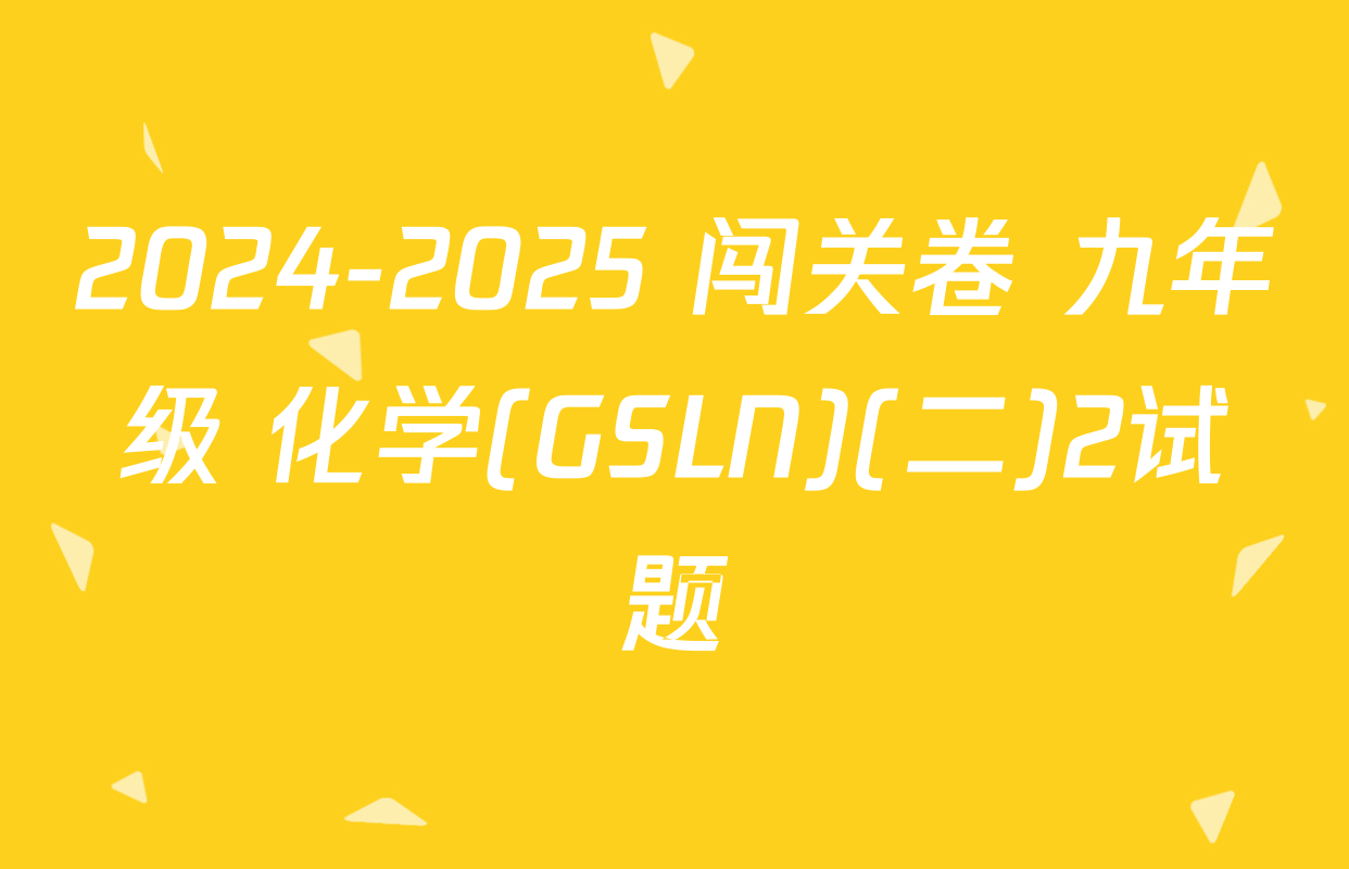 2024-2025 闯关卷 九年级 化学(GSLN)(二)2试题