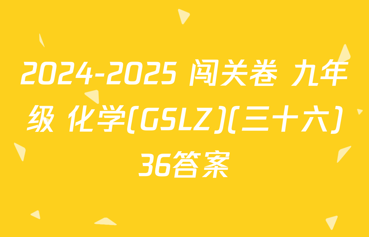 2024-2025 闯关卷 九年级 化学(GSLZ)(三十六)36答案
