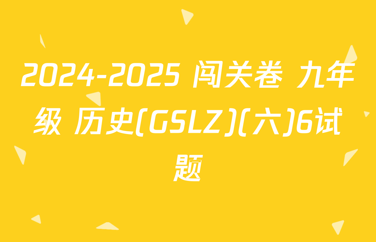2024-2025 闯关卷 九年级 历史(GSLZ)(六)6试题