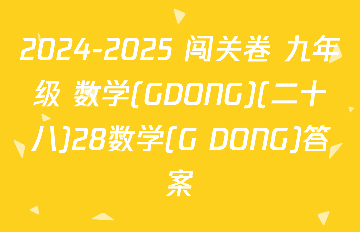 2024-2025 闯关卷 九年级 数学(GDONG)(二十八)28数学(G DONG)答案