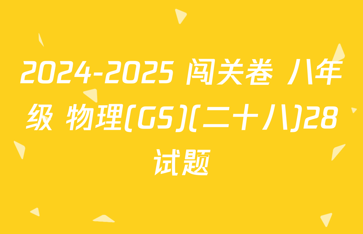 2024-2025 闯关卷 八年级 物理(GS)(二十八)28试题