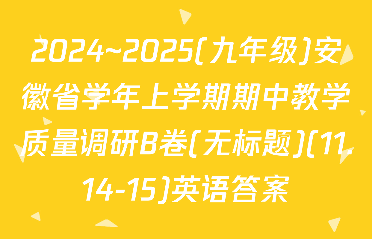 2024~2025(九年级)安徽省学年上学期期中教学质量调研B卷(无标题)(11.14-15)英语答案