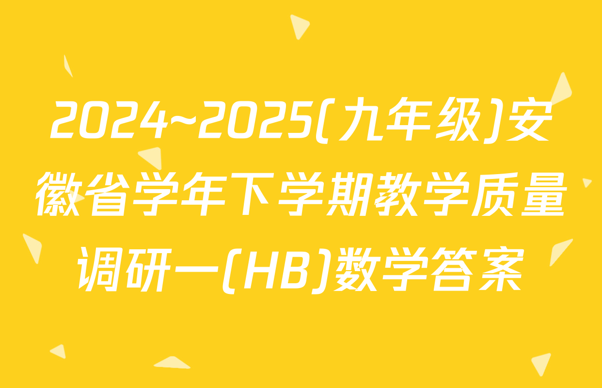 2024~2025(九年级)安徽省学年下学期教学质量调研一(HB)数学答案