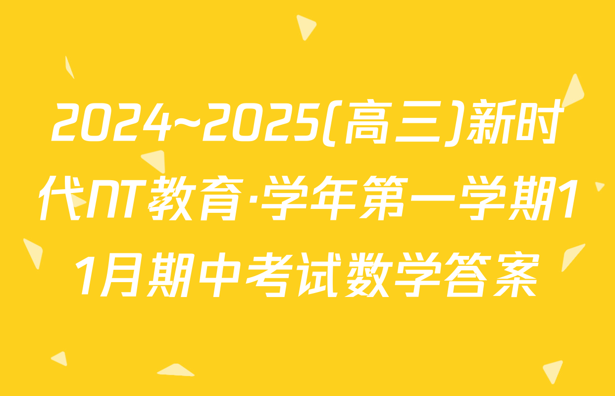 2024~2025(高三)新时代NT教育·学年第一学期11月期中考试数学答案