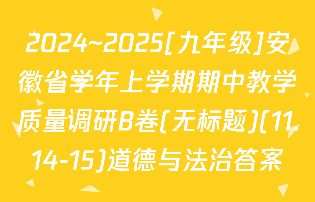 2024~2025[九年级]安徽省学年上学期期中教学质量调研B卷(无标题)(11.14-15)道德与法治答案