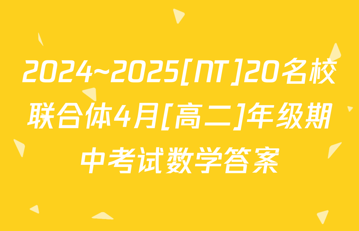 2024~2025[NT]20名校联合体4月[高二]年级期中考试数学答案