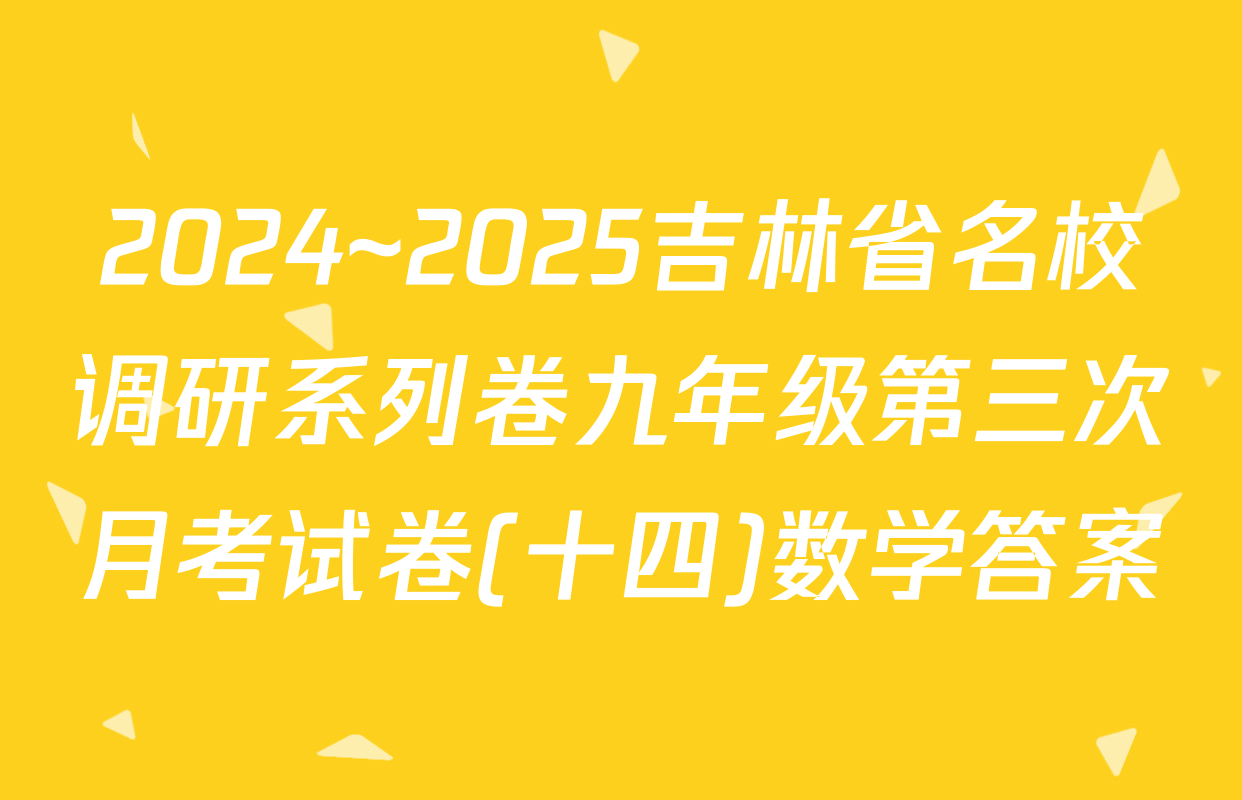 2024~2025吉林省名校调研系列卷九年级第三次月考试卷(十四)数学答案