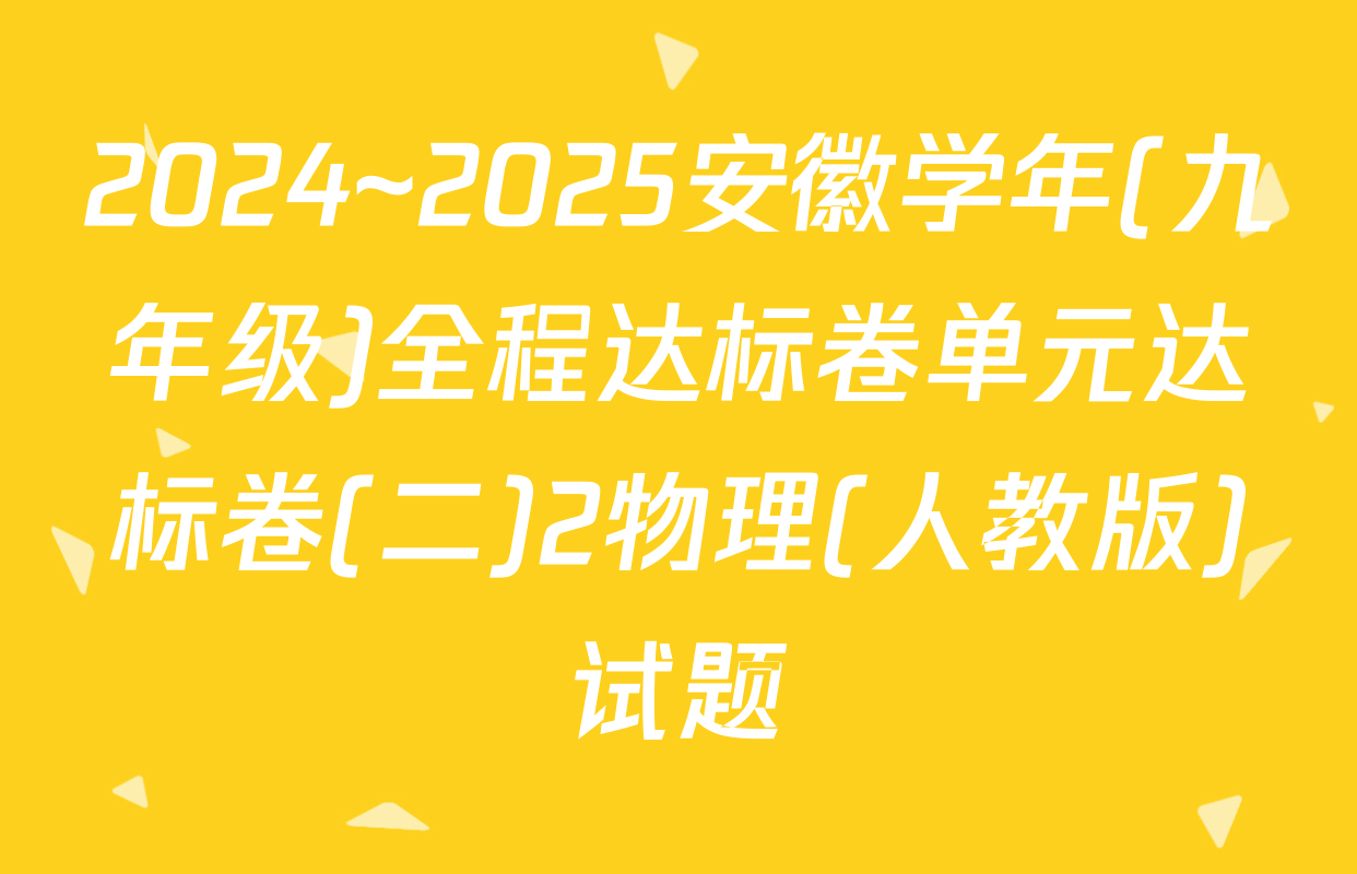 2024~2025安徽学年(九年级)全程达标卷单元达标卷(二)2物理(人教版)试题