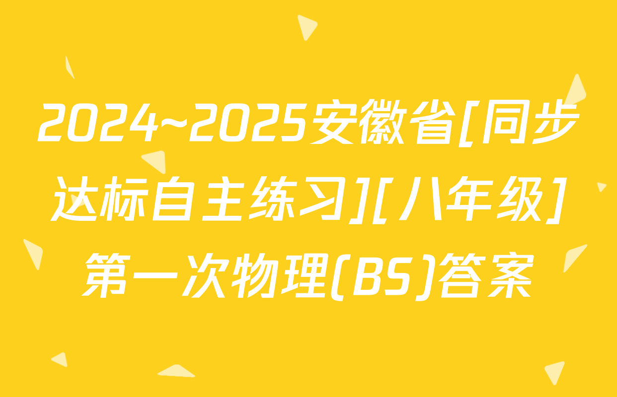 2024~2025安徽省[同步达标自主练习][八年级]第一次物理(BS)答案