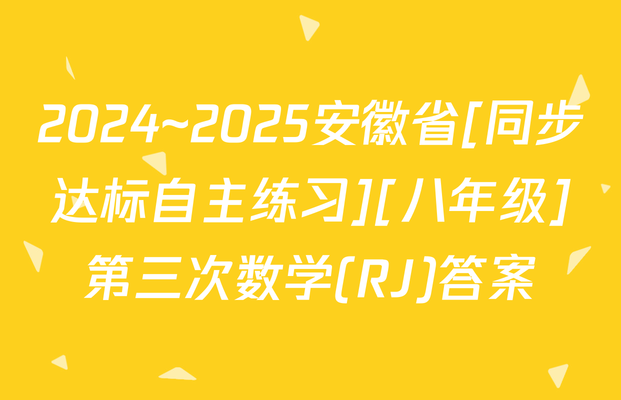 2024~2025安徽省[同步达标自主练习][八年级]第三次数学(RJ)答案