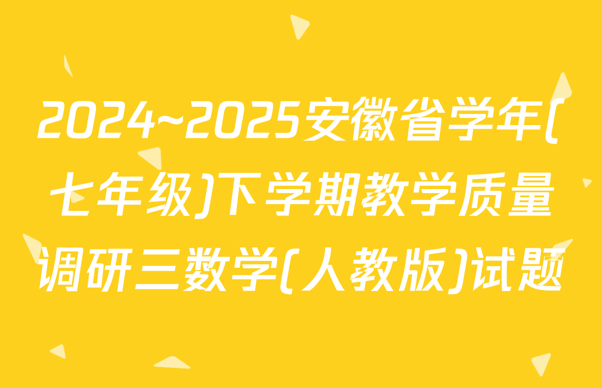 2024~2025安徽省学年(七年级)下学期教学质量调研三数学(人教版)试题