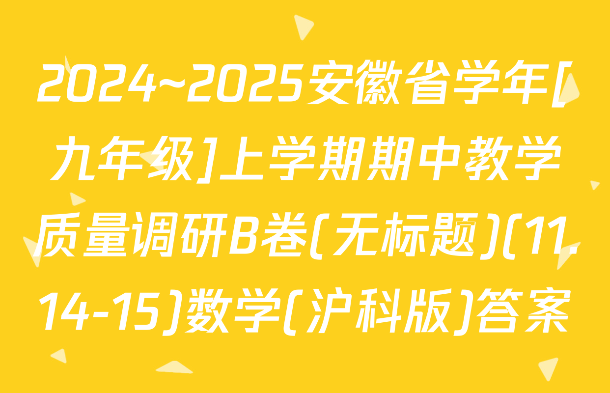 2024~2025安徽省学年[九年级]上学期期中教学质量调研B卷(无标题)(11.14-15)数学(沪科版)答案