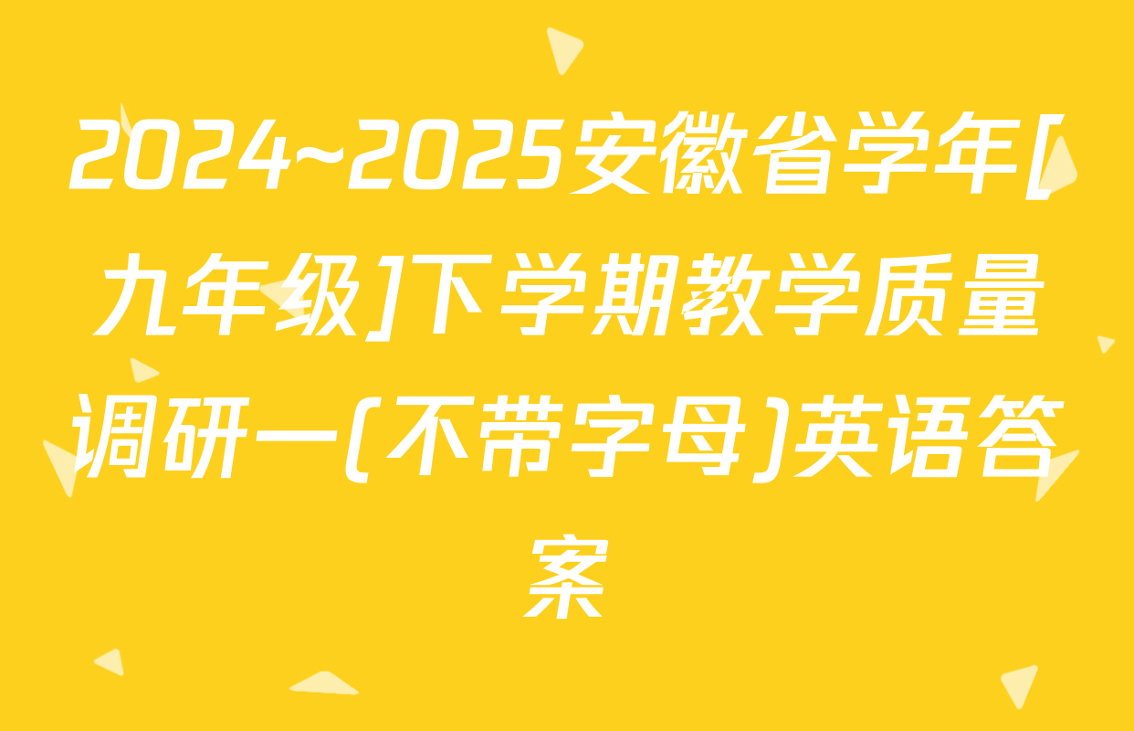 2024~2025安徽省学年[九年级]下学期教学质量调研一(不带字母)英语答案