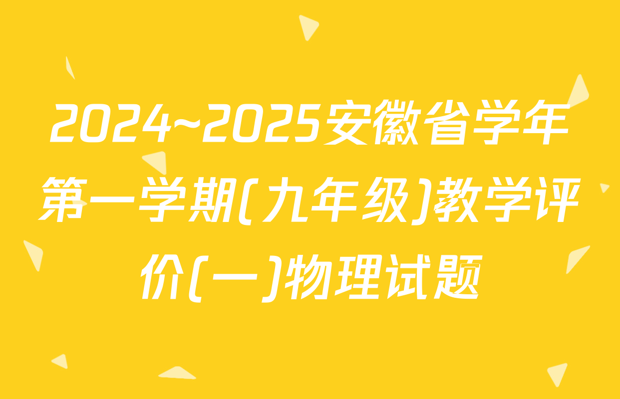 2024~2025安徽省学年第一学期(九年级)教学评价(一)物理试题