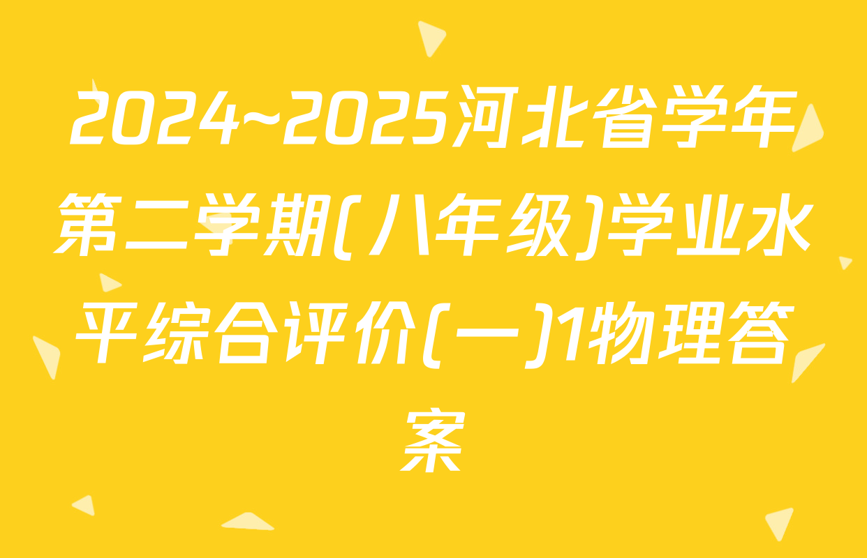 2024~2025河北省学年第二学期(八年级)学业水平综合评价(一)1物理答案