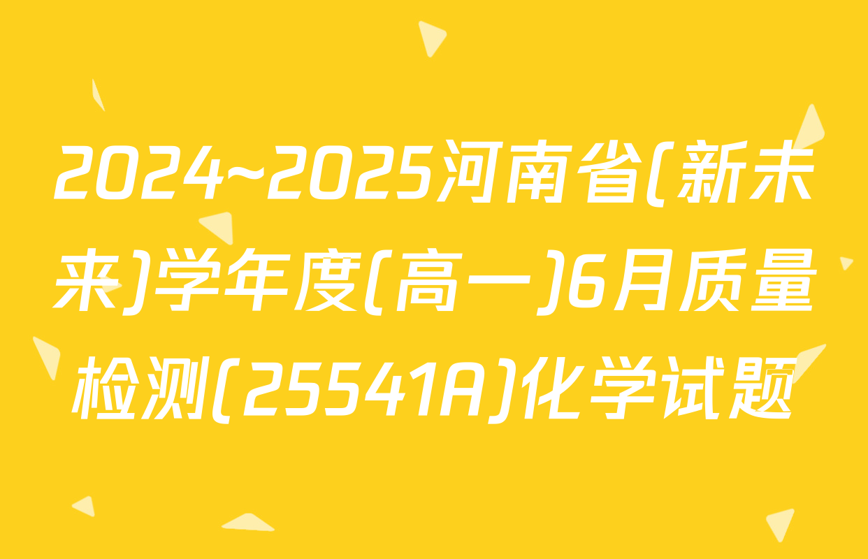 2024~2025河南省(新未来)学年度(高一)6月质量检测(25541A)化学试题