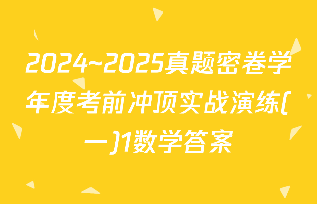2024~2025真题密卷学年度考前冲顶实战演练(一)1数学答案