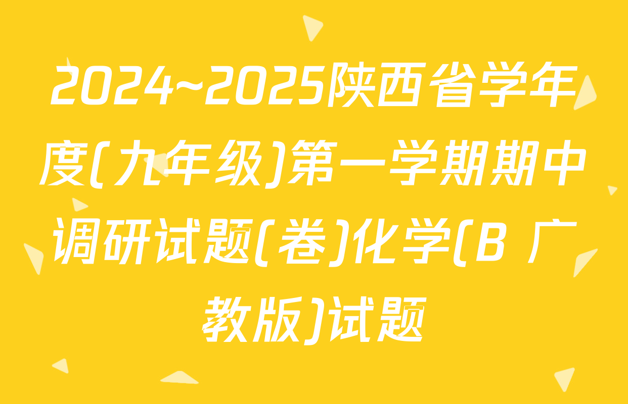 2024~2025陕西省学年度(九年级)第一学期期中调研试题(卷)化学(B 广教版)试题