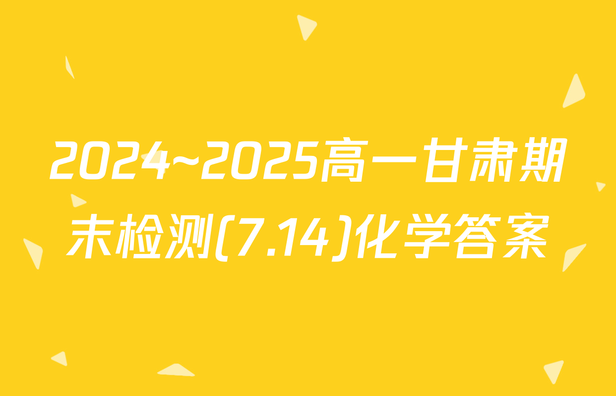 2024~2025高一甘肃期末检测(7.14)化学答案
