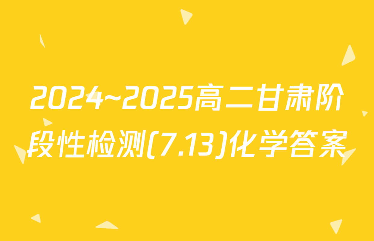 2024~2025高二甘肃阶段性检测(7.13)化学答案