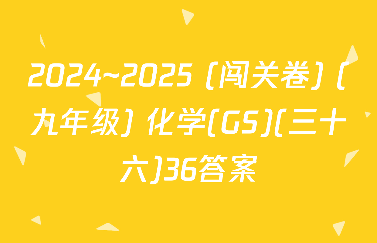 2024~2025 (闯关卷) (九年级) 化学(GS)(三十六)36答案