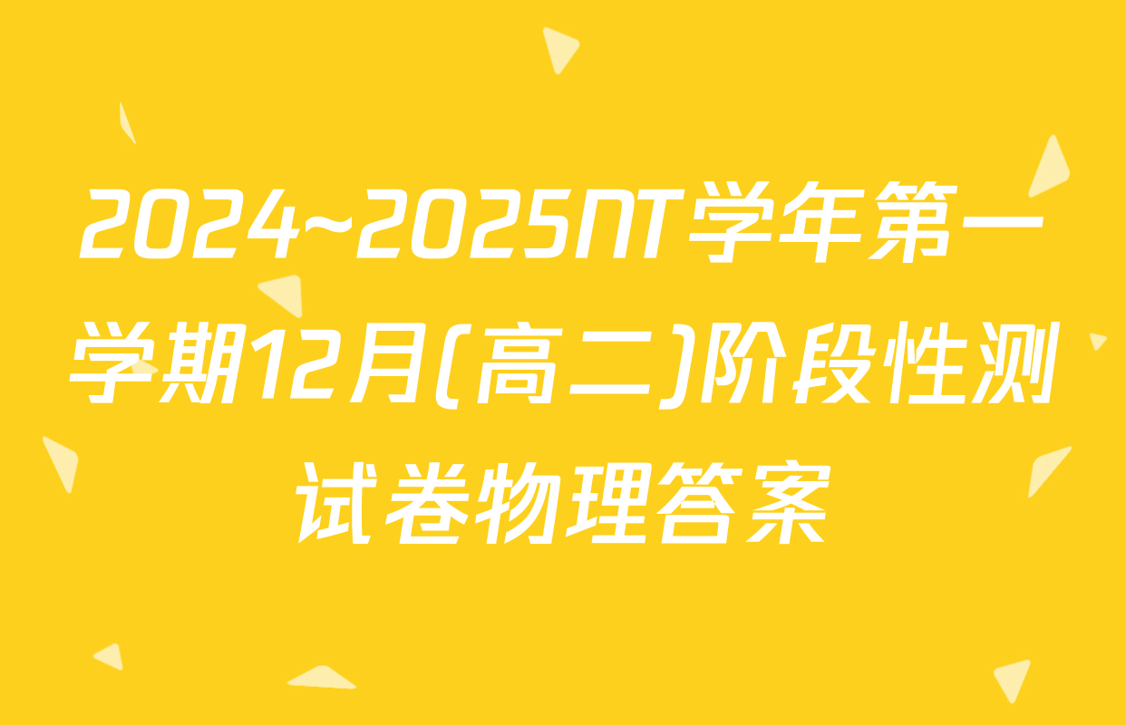 2024~2025NT学年第一学期12月(高二)阶段性测试卷物理答案