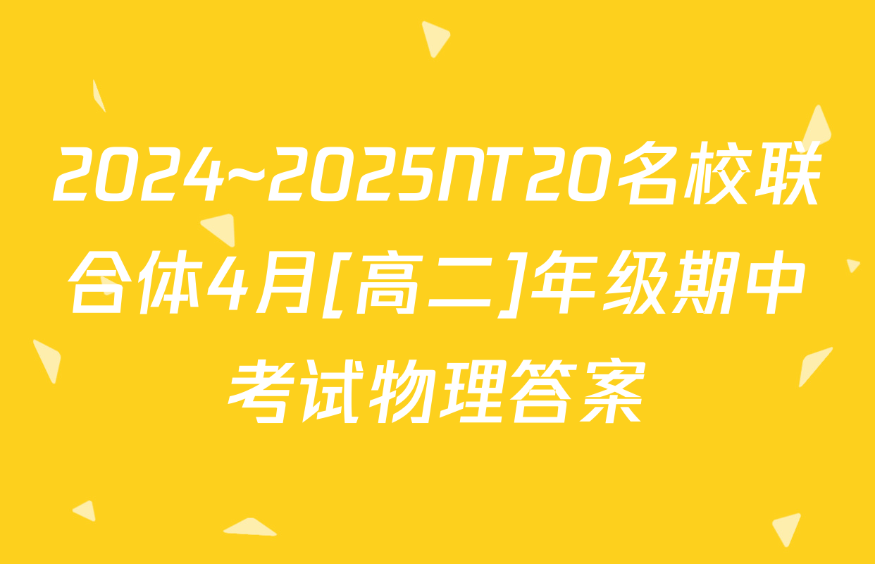 2024~2025NT20名校联合体4月[高二]年级期中考试物理答案