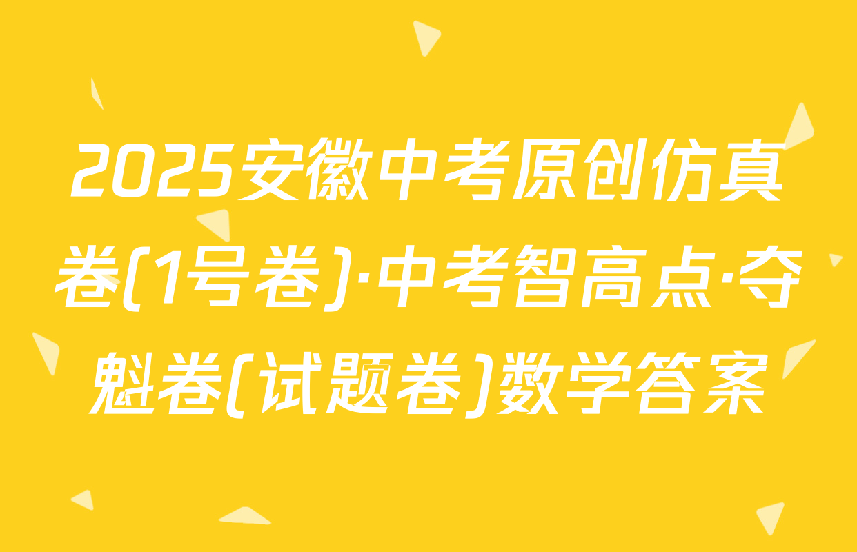 2025安徽中考原创仿真卷(1号卷)·中考智高点·夺魁卷(试题卷)数学答案