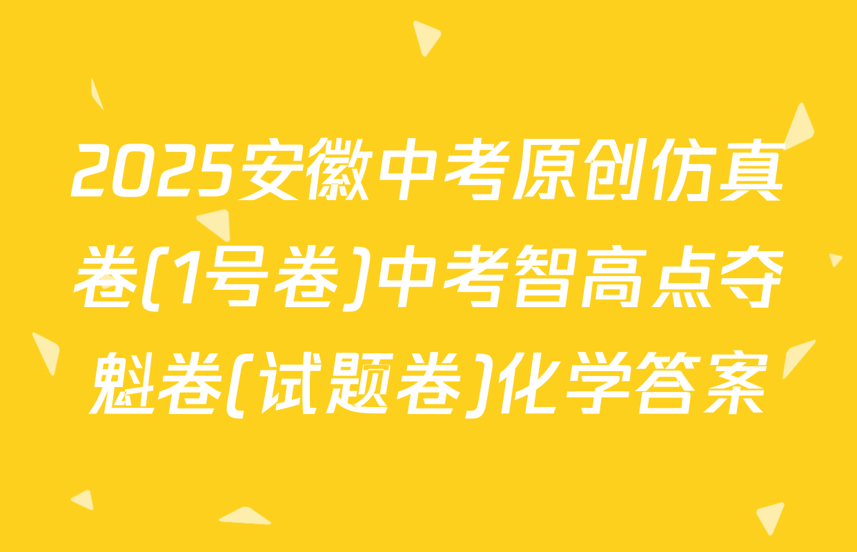 2025安徽中考原创仿真卷(1号卷)中考智高点夺魁卷(试题卷)化学答案