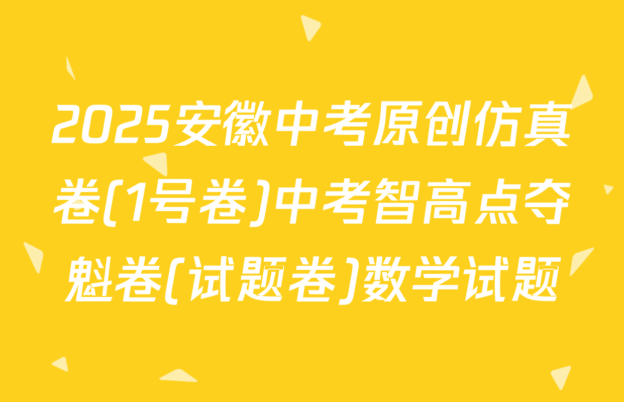 2025安徽中考原创仿真卷(1号卷)中考智高点夺魁卷(试题卷)数学试题