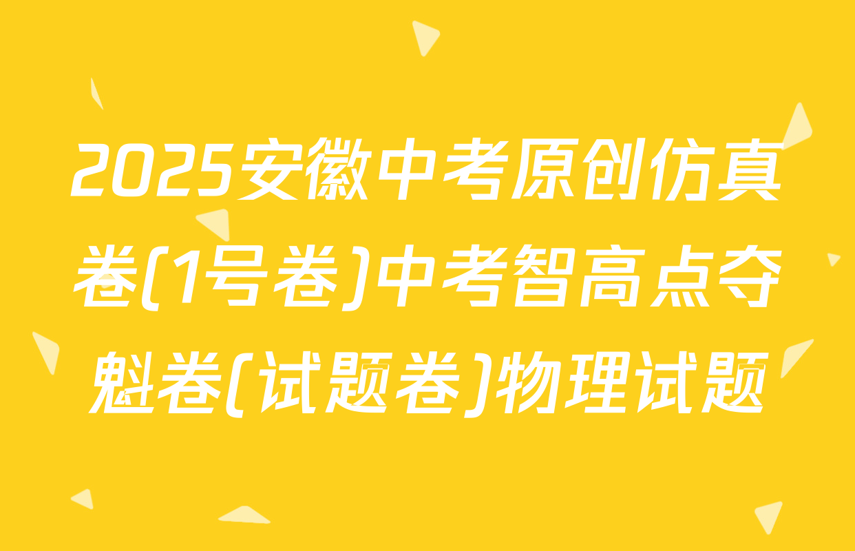 2025安徽中考原创仿真卷(1号卷)中考智高点夺魁卷(试题卷)物理试题